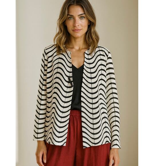 Yushi Art To Wear Lagenlook Boho Faux Leather And Mesh Oversized Blazer Large - Picture 1 of 11